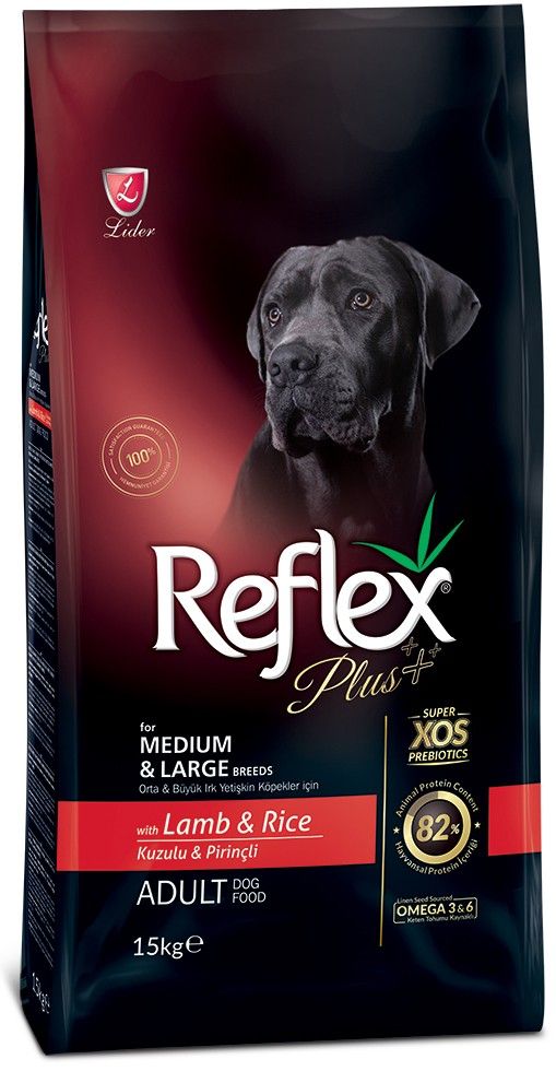 REFLEX PLUS For MEDIUM & LARGE BREEDS WITH LAMB & RICE ADULT DOG FOOD 3kg/15kg