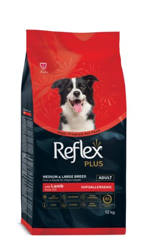 REFLEX PLUS MEDIUM LARGE BREED ADULT DOG FOOD LAMB AND RICE 12KG