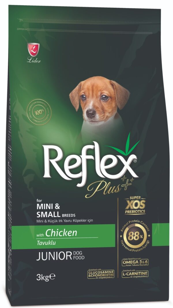 RFX_101_REFLEXPLUSMINISMALLBREEDJUNIORDOGFOODCHICKEN3KG REFLEX PLUS For MINI & SMALL BREEDS WITH CHICKEN TAVUKLU JUNIOR DOG FOOD 3kg