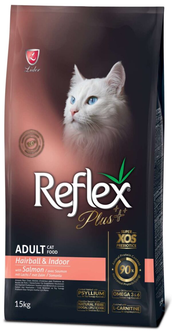 RFX_407_REFLEXPLUSADULTCATFOODHAIRBALLSALMON15KG REFLEX PLUS ADULT CAT FOOD HAIRBALL & INDOOR WITH SALMON 1,5kg/15kg