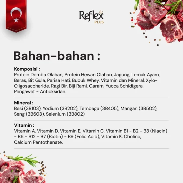 REFLEX PLUS For MEDIUM & LARGE BREEDS WITH LAMB & RICE ADULT DOG FOOD 3kg/15kg