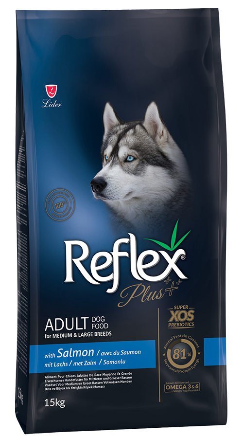 REFLEX PLUS For MEDIUM & LARGE BREEDS WITH SALMON ADULT DOG FOOD 3kg/15kg
