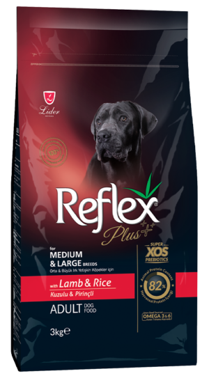 medium large adult lamb rice 3kg REFLEX PLUS For MEDIUM & LARGE BREEDS WITH LAMB & RICE ADULT DOG FOOD 3kg/15kg