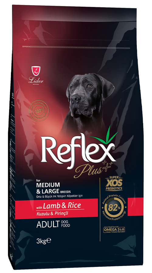 REFLEX PLUS For MEDIUM & LARGE BREEDS WITH LAMB & RICE ADULT DOG FOOD 3kg/15kg
