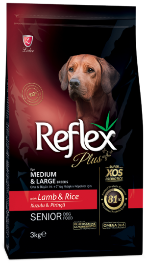 medium large senior lamb rice 3kg REFLEX PLUS For MEDIUM & LARGE BREEDS WITH LAMB & RICE SENIOR DOG FOOD 3kg/15kg