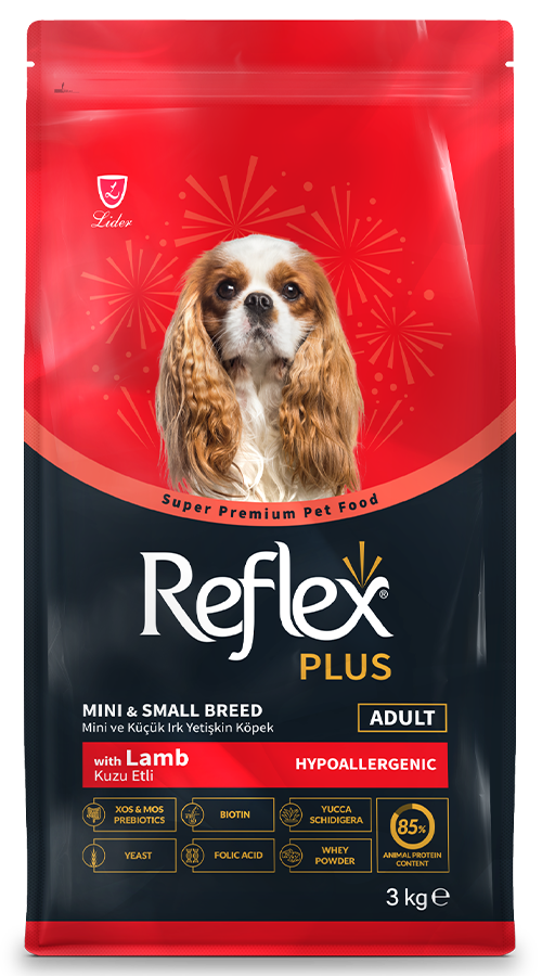 mini small breed adult lamb hypoallergenic 3kg REFLEX PLUS MINI SMALL BREED ADULT DOG FOOD LAMB AND RICE 3KG